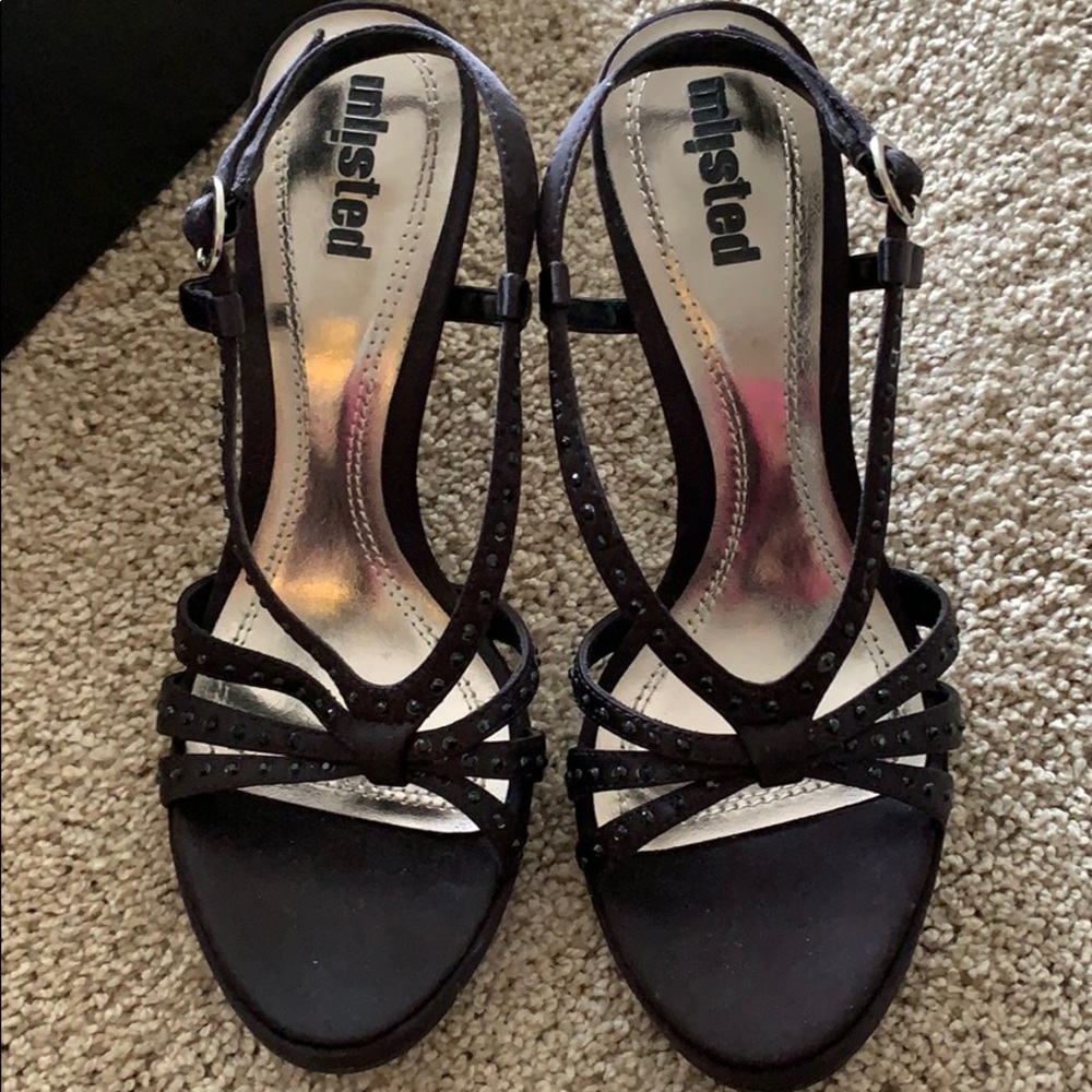 Unlisted black strappy heels